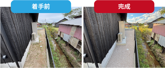 園芸砂施工前の雑草が生えた庭の様子